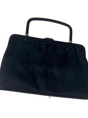 Mardane USA Navy Blue Vintage Leather Gold Hardware Clutch Bag